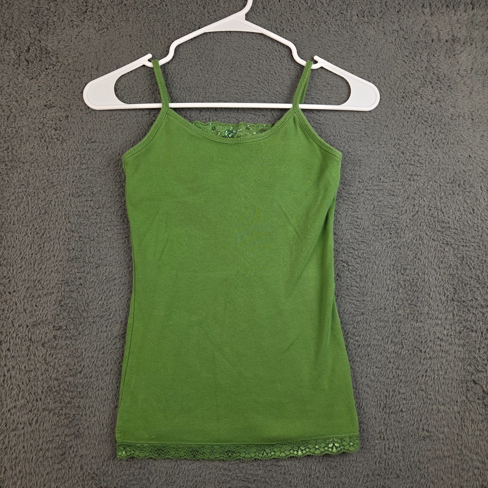 The Children’s Place Girls L 10/12 Green Cami Tank Top Lace Sequin Cotton